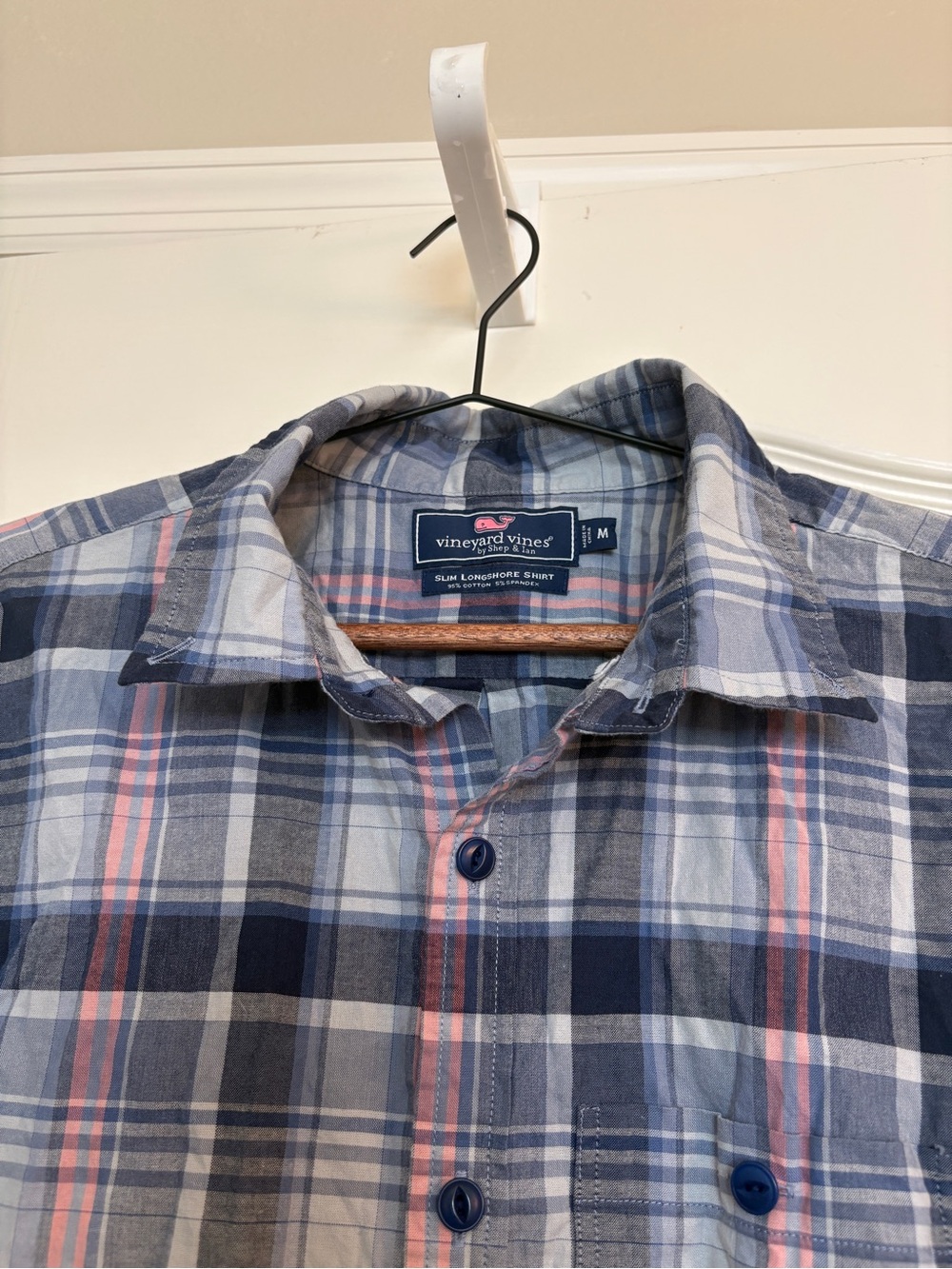 Vineyard Vines Slim Longshore Plaid Button Down Shirt Medium Blue Pink